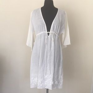 SOLD Milly White Linen Embroidered Dress